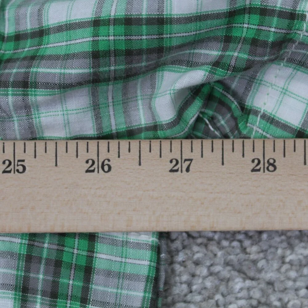 The North Face Shirt Mens XL Green/Gray Plaid Short Sleeve Cotton/Poly Button‎